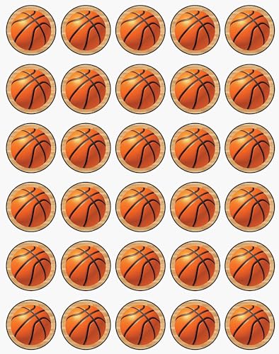 30 x Basketball Themed Edible Cupcake Toppers | Uncut on Wafer Sheet- Qty 30-1.5” each