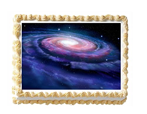 Spiral Galaxy Edible Icing Image Cake topper for 1/4 sheet cake or larger