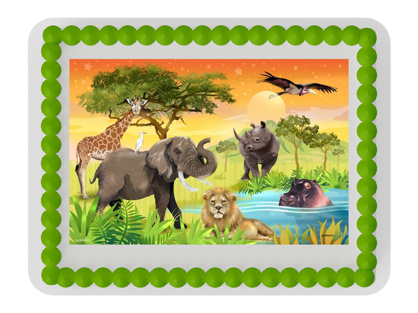 Jungle animals safari Edible Icing Sheets for 1/4 Sheet cake ot larger