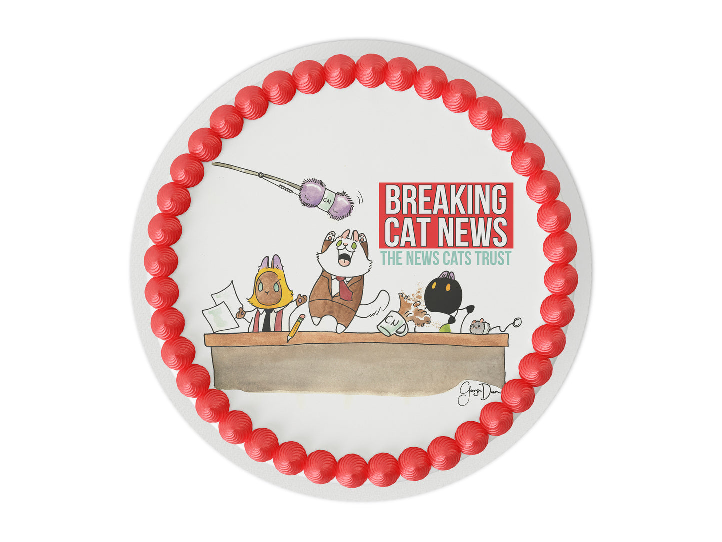 Breaking Cat News Celebration Edible Cake Topper